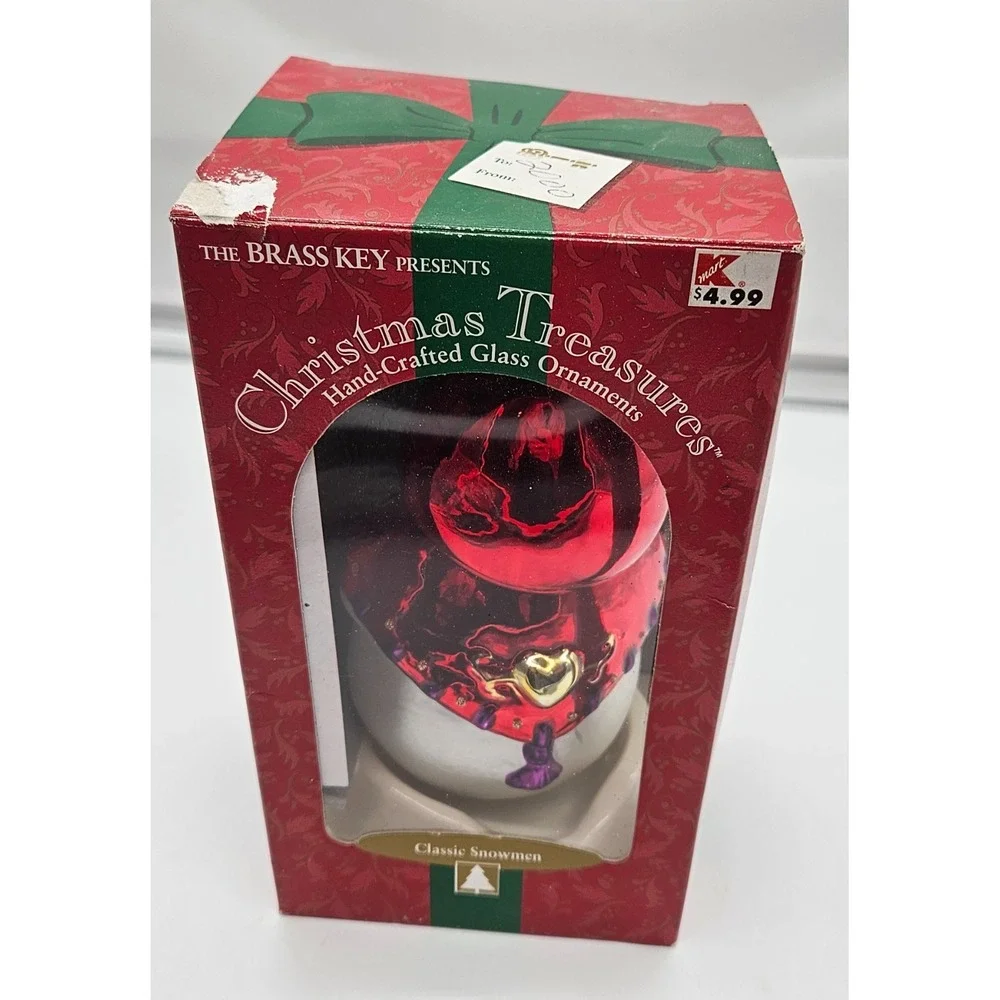 Brass Key Christmas Treasures Glass Snowman Ornament Red Cape Squirrel Bell Box